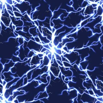 Electric blue vector lightning seamless pattern 스톡 일러스트