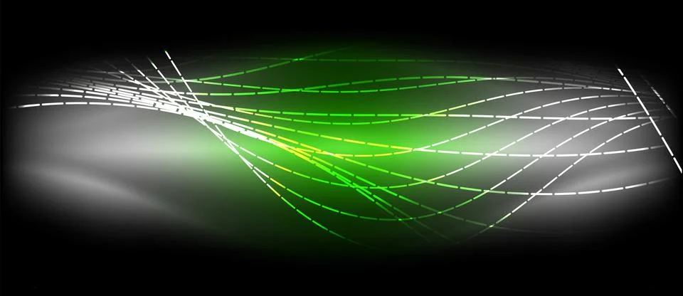 Electric blue wave of green and white on the dark canvas of the sky Stock Illustration
