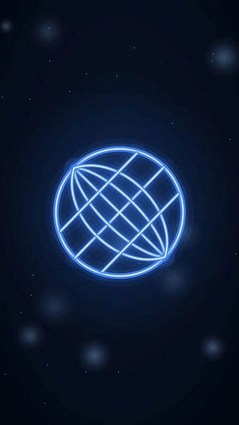 Electric blue wireframe globe neon animation Vertical Eco Motion Stock Footage 346228376