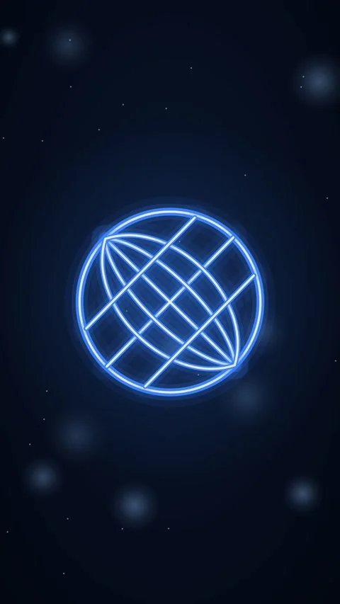 Electric blue wireframe globe neon animation Sustainability Motion Vertical Stock Footage 346228399