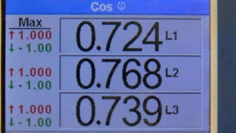 Electric board three phase cosines fi clock Video stock 187978625