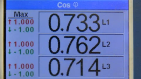 Electric board three phase cosines fi clock Video stock 187979063