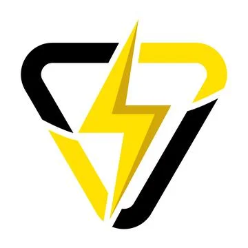 Electric Bolt Triangle Energy Logo Design Icon Vector Template Stock Illustration