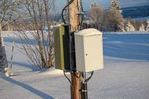 Electric boxes Stock Photos