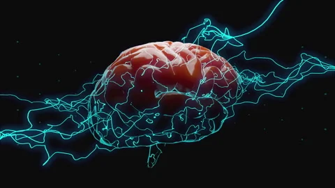 Electric Brain against a dark background Stock Footage 234107718