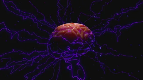 Electric Brain against a dark background Stock Footage 234108336