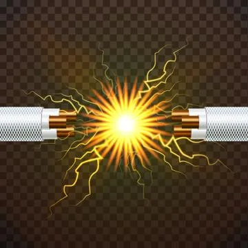 Electric Break Cable Vector. Electrician Rubber Cord. Copper Wire. Circuit Stock Illustration