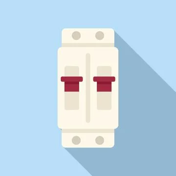 Electric breaker icon flat vector. Circuit box Stock Illustration
