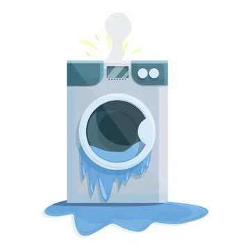 Electric broken washing machine icon, cartoon style Stock Illustration