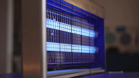 Electric bug zapper lamp emitting ultraviolet light, effectively trapping and Stock Footage 321603433