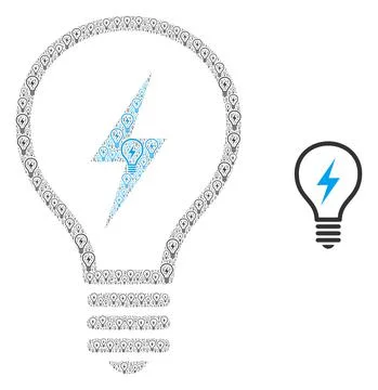 Electric Bulb Recursive Icon Composition Stock Illustration