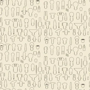 Electric bulbs linear set seamless texture. Stock Illustration