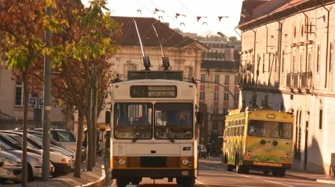 Electric bus in Coimbra Stock Footage 1049685