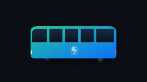 Electric Bus Icon with Glowing Charging Bolt and Smooth Door Animation Stock-Footage 346130628