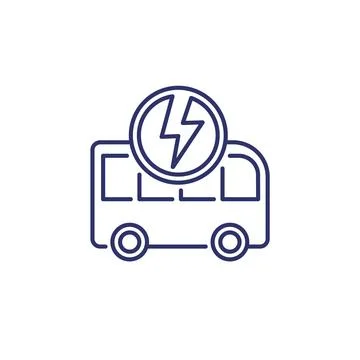Electric bus line icon, clean transport vector Stock Illustration