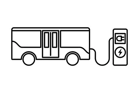 Electric Bus Sideview Outline Stock Illustration