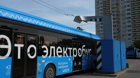 The electric bus started charging Stock Footage 138874425