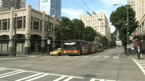 Electric bus system in seattle Stock Footage 276406