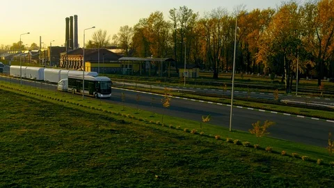 Electric bus on the test road Stock Footage 98535708