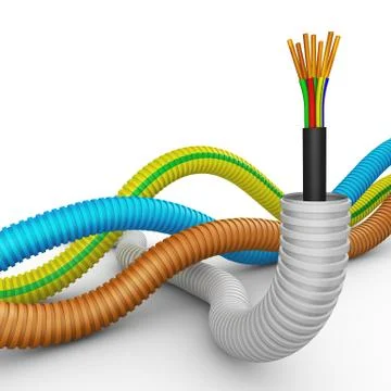 Electric cable and pipes Ilustración de archivo