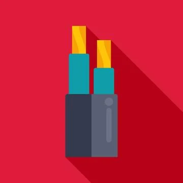 Electric cable flat icon with long shadow Stock Illustration