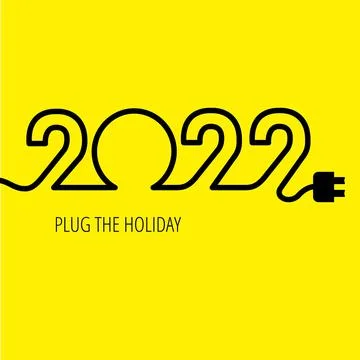 Electric cable in the form of numbers 2022 with plug at the end Stock Illustration