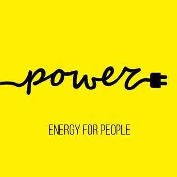 Electric cable in the form of word 'Power' with plug 스톡 일러스트