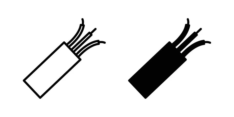 Electric cable icon drawing lines. Silhouette style vector bundle Illustrazione stock