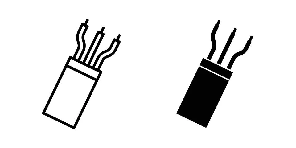 Electric cable icon symbol. Flat and Stroke Vector illustration Stock Illustration