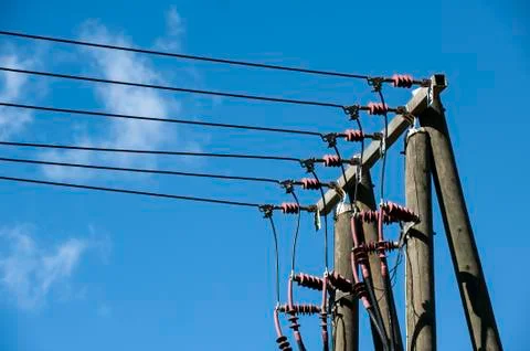 Electric cable pole Stock-Fotos