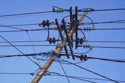 Electric cable pole Stock Photos