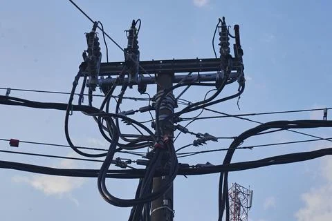 Electric cable pole Stock Photos