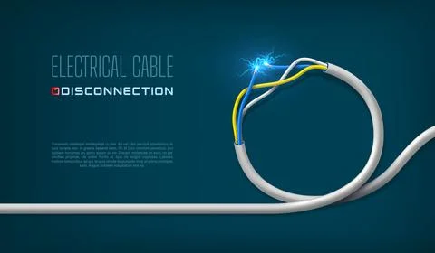 Electric cable rupture, power line damage concept Stock Illustration