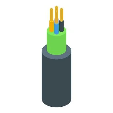Electric cable showing copper wires emerging from protective sheath Stock Illustration