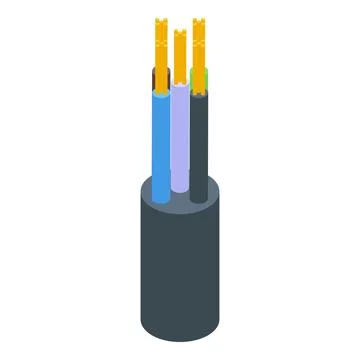 Electric cable showing copper wires and insulation material Stock Illustration