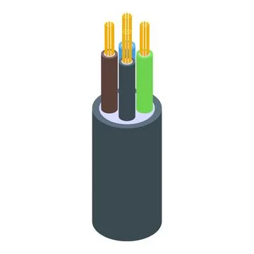 Electric cable showing copper wires conducting electricity Stock Illustration