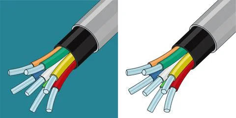 Electric cable structure color illustrations Stock Illustration