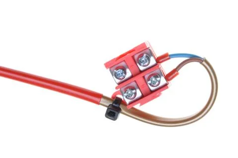 Electric cable with terminal block Stock Photos