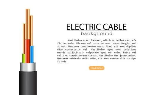 Electric cable vector illustration isolated on white background. Stock Illustration
