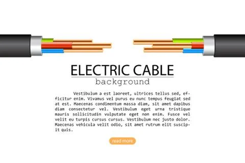 Electric cable vector illustration isolated on white background. Stock Illustration