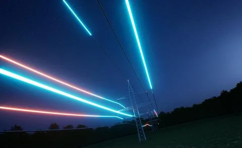 Electric cables transmitting electricity Illustrazione stock