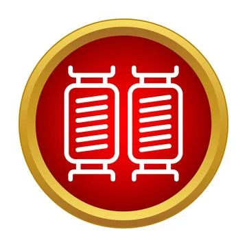 Electric capacitor components showing electronic circuit flat icon Stock Illustration