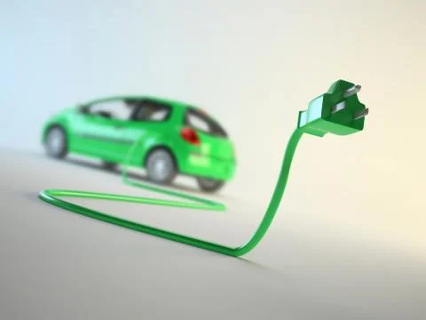Electric car; artwork Stock Illustration