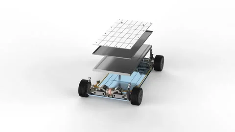 Electric car with battery explode in layer Stock Footage 254938865