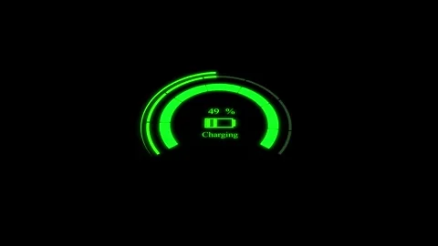 Electric Car Battery Indicator Charging Technology Video Concept Stockbeeldmateriaal 259065383