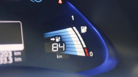 Electric car battery indicator showing an increasing battery charge. Electric Stock Footage 196002079