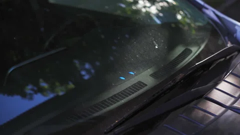 Electric Car charge sensor flashes. Vehicle is charging. The sensor flashes blue Stock Footage 139041396