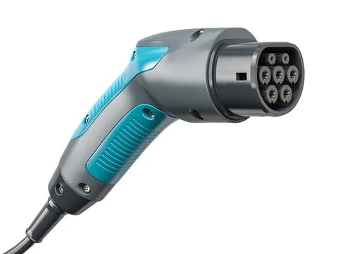 Electric car charger plug type 2 isolated on white background. Stockillustratie