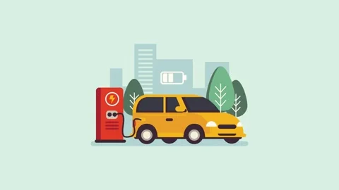 Electric Car Charging Animation at EV Station – Clean Energy Concept Stock Footage 327698207