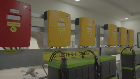 Electric car charging battery control room Stock Footage 271237713